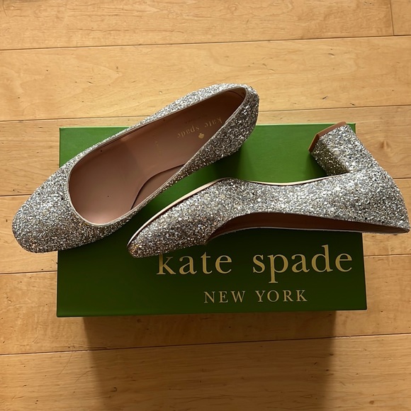 kate spade Shoes - Kate Spade Dolores Silver Glitter Pumps - Gently worn, great condition!